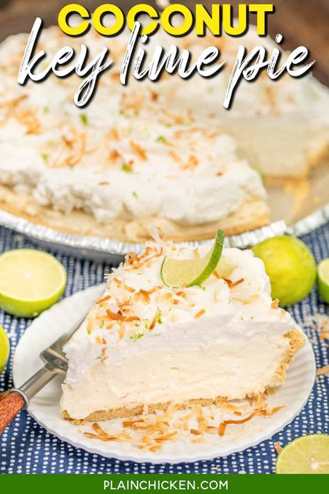 Key Lime Coconut Pie, Coconut Key Lime Pie, Easy Key Lime Pie Recipe No Bake Jello, Easy Key Lime Pie Recipe No Bake Cool Whip, Key Lime Pie Lush, Key Lime Pie Key West, Icebox Pies, Stephanie Parker, Summer Pies