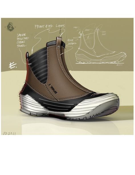 Men's Chair 5 TEVA winter12 by Larry Selbiger at Coroflot.com Footwear Sketches, Product Sketching, Man Chair, Sneakers Sketch, Sport Shoes Design, Design Sketching, Shoe Sketches, Shoe Design Sketches, Shoes Design