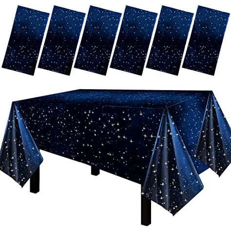 FECEDY 6 Packs 54"x108" Star Universe Blue Wave Point Disposable Plastic Table Cover Waterproof Tablecloths for Rectangle Tables up to 8 ft in Length Party Decorations Big Universe, Rectangle Tables, Plastic Table Cover, Table Cloth Decorations, Waterproof Tablecloth, Plastic Table Covers, Plastic Table, Plastic Tablecloth, Plastic Tables