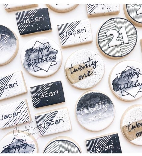 21st Birthday Cookies Decorated For Guys, Masculine Cookies Decorated, Corporate Cookies Decorated, Male Birthday Cookies, Birthday Cookies Men, Men’s Birthday Cookies, Birthday Sugar Cookies For Men, 21st Birthday Cookies For Guys, Mens Birthday Cookies