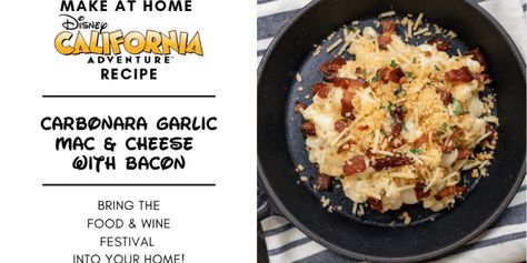 Indulge in Disney's Garlic Kissed Carbonara Bacon Mac & Cheese Recipe | Inside the Magic Garlic Mac And Cheese, Disney Foods, Disney Eats, Cheddar Cheese Sauce, Bacon Mac And Cheese, Disney Recipes, Braised Pork Belly, Disney Treats, Food And Wine Festival