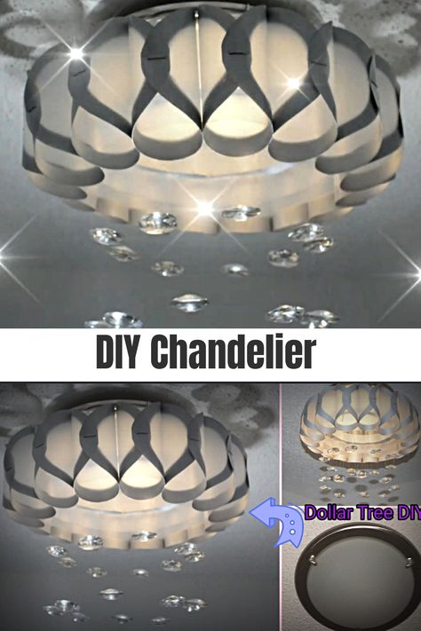 Renter Friendly Light Fixtures, Diy Crystal Chandelier, Dye Projects, Glam Lighting, Lamp Diy, Flush Mount Chandelier, Diy Store, Diy Chandelier, Lighting Decor