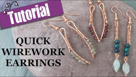 Quick Wire Wrapped Earrings Tutorial Uses Up Odd Beads - The Beading Gem's Journal Wire Earrings Diy, Free Jewellery Making Tutorials, Wire Tutorials, Wire Wrapped Jewelry Diy, Earrings Tutorial, Bijoux Fil Aluminium, Wire Jewelry Tutorial, Wrapped Earrings, Earrings Diy