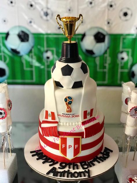 FIFA WORLD CUP....  Russia 2018 “Peru” ⚽️ 50th Birthday Cakes For Men, Football Theme Birthday, Soccer Cake, World Cup Russia 2018, Playing Soccer, Football Cake, Football Theme, Themed Desserts, 50th Birthday Cake