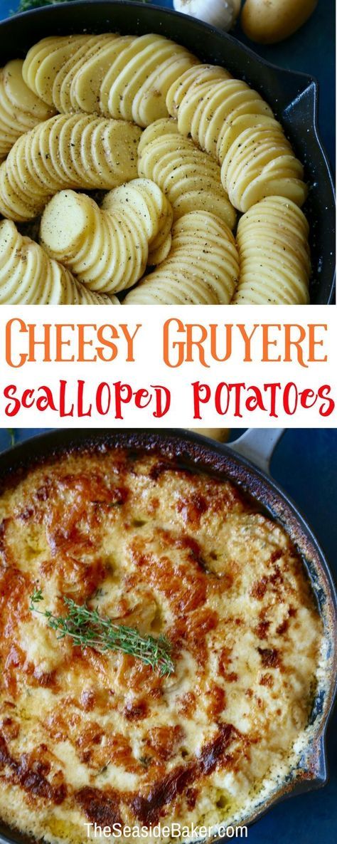 Potatoes Gruyere, Gruyere Scalloped Potatoes, Delicious Potatoes, Cheesy Scalloped Potatoes, Scalloped Potatoes Cheesy, Thanksgiving Recipes Side Dishes, Dinner Side Dishes, Thanksgiving Dishes, Perfect Dinner