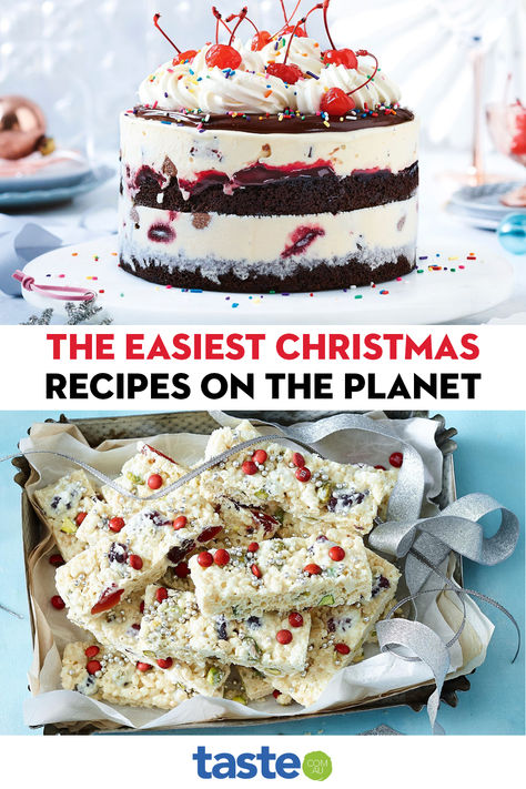 With presents to buy, Christmas movies to watch and lots of people to catch up with, the silly season can be a stressful time of year. So keep the festive feast simple with these super-easy Christmas recipes, from finger food ideas to showstopping desserts. Australian Christmas Recipes, Christmas Baking Ideas For Kids, Xmas Desserts Ideas, Showstopping Desserts, Simple Christmas Desserts, Holidays Treats, Chicken And Pastry, Xmas Goodies, Finger Food Ideas