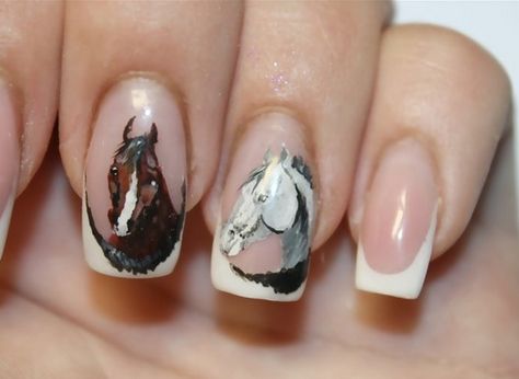 Country Girl Nails, Horse Nail Art, Horse Nails, Animal Nail Designs, Black Manicure, Manicure Designs, Country Nails, Girl Nails, Edgy Nails