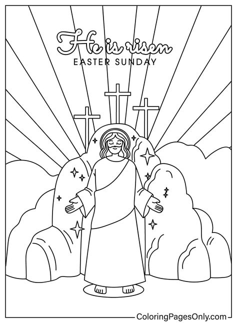 Jesus Christ is Resurrected Coloring Sheet Resurrection Jesus, Easter Coloring Sheets, Jesus Coloring Pages, Easter Coloring, Disney Cartoon Characters, Easter Religious, Easter Coloring Pages, Easter Colouring, Fairy Tale Characters