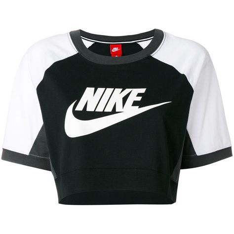 Black And White Crop Tops, Shirts Crop, Color Block Shirts, Black And White Shirt, Black And White Tops, Crop Top Outfits, Crop Top And Shorts, Crop Top Shirts, Nike Tshirt