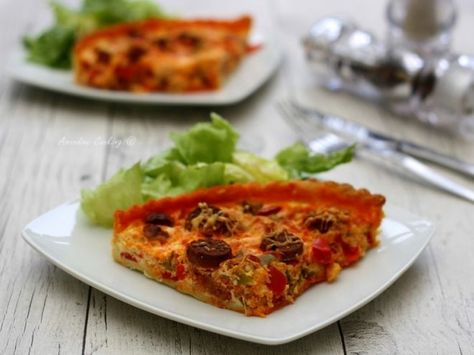 Recette Plat : Quiche au chorizo et poivrons par AmandineCooking Quiche Chorizo, Main Dish Recipes, Salmon Burgers, Savoury Food, Week End, Vegetable Pizza, Food Dishes, Cooking Tips, Main Dishes