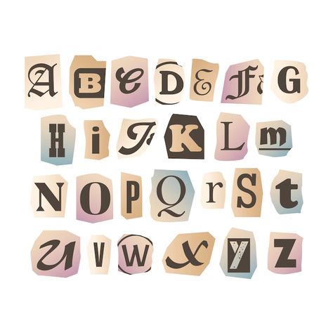 Free Vector | Paper style ransom note letter set Printable Alphabet Letters Aesthetic, Alfabeto Aesthetic, Ransom Letter Aesthetic, Aesthetic Letters Alphabet, Aesthetic Letter Ideas, Carta Aesthetic, Scrapbook Lettering, Aesthetic Lettering, Letters Aesthetic