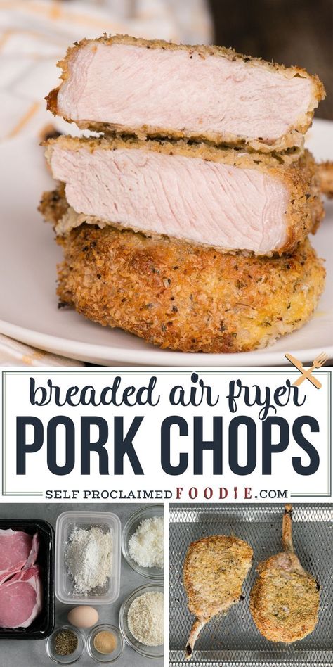 Air Fryer Pork Chops Bone In, Moist Baked Pork Chops Bone In, Thick Pork Chops In Air Fryer, Thick Pork Chop Recipes, Breaded Pork Chops Air Fryer Recipes, Air Fryer Center Cut Pork Chops, Air Fry Breaded Pork Chops, Thick Cut Pork Chops Air Fryer, Think Pork Chops In Air Fryer