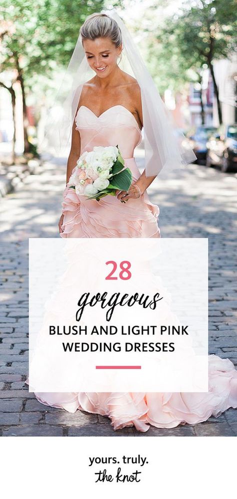 Perfect for brides who want to shake up tradition, but still look effortlessly bridal on their wedding day. Dusty Rose Wedding Dress The Bride, Pink Vow Renewal Dress, Blush Pink Wedding Dresses, Wedding Dresses Pink Rose Gold, Pink Blush Wedding Dress, Blush Wedding Dress Simple, Pink Beach Wedding Dress, Blush Colored Wedding Dresses, Pink Bride Dress