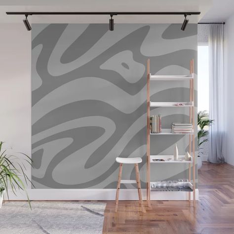 Smokey Chroma Wall Mural Palm Springs Mid Century Modern, Cat Corner, Blue Grey Walls, Sage Green Walls, Cream Walls, Liquid Swirl, Pattern Wall, Beige Walls, Blue Walls