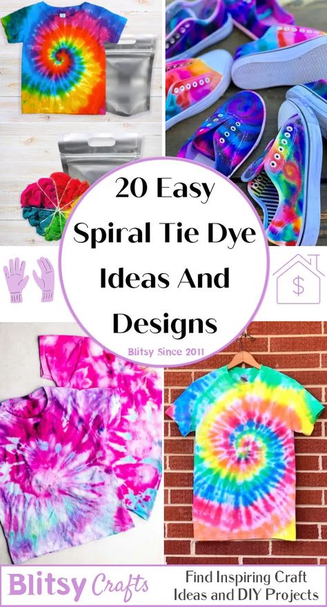 Spiral Tie Dye How To, Spiral Tie Dye Patterns, Tie Dye Ideas, Easy Tie Dye, Tie Dye Spiral, Spiral Tie Dye, How To Tie Dye, Dye Colors, Tie Dye Colors