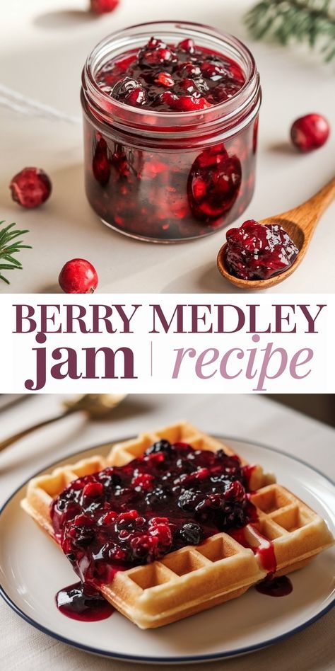 Berry Medley Jam Recipe - Emma's Cake Studio Bumble Berry Jam, Homemade Christmas Jam Recipe, Frog Jam Recipe, Jams And Jelly Recipes, Christmas Jam Recipes, Spiced Christmas Jam, Jam Flavors, Strawberry Blueberry Jam, Mulled Wine Jelly