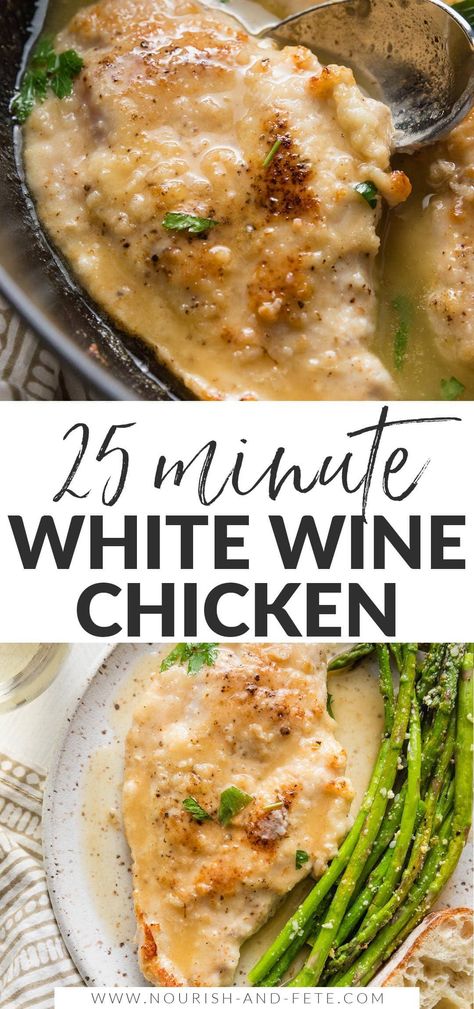 This Chicken in White Wine Sauce has tender pan-fried chicken cutlets nestled in a sauce that is light and flavorful all at once. No need for a heavy cream sauce here! Best of all, this is elevated yet crowd-pleasing and easy to make in 25 minutes. Chicken In White Wine Sauce Recipes, White Wine Sauce Chicken, Recipes With Chicken Cutlets, Chicken With White Wine Sauce, White Wine Chicken Recipes, Pan Fried Chicken Tenders, Chicken In Wine Sauce, Chicken White Wine Sauce, White Wine Sauce Recipes