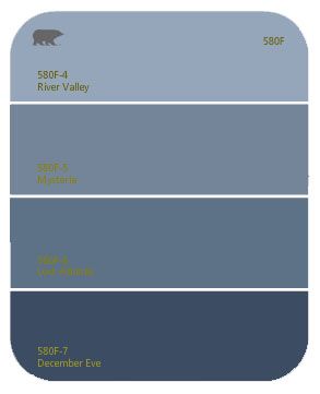 Craft Room Paint:  Behr - December Eve.  It's a much deeper navy than this swatch would indicate. Behr Blue Paint, Behr Blue Paint Colors, Behr Blue, Front Door Paint Colors, Cottage Painting, Door Paint Colors, Behr Paint, Neutral Paint Colors, Gray Paint