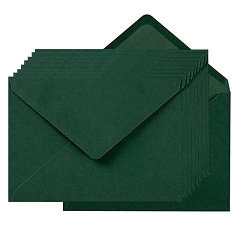 Toperd 100 Pieces A7 Self-Seal Envelopes Colorful 5x7 Envelopes for Greeting Cards, Birthday, Weddings, Baby Shower Invitation Cards (5.24 x 7.24 Inches, Dark Green) Dark Green Office, Green Invitation, Green Invitations, Greeting Cards Birthday, Emerald Green Weddings, Green Office, Black Envelopes, Baby Shower Invitation Cards, Gold Pen