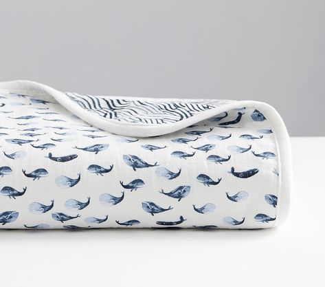 Jack Oversized Organic Muslin Baby Blanket | Pottery Barn Kids Whale Nursery, Rope Mirror, Nautical Inspiration, Rope Frame, Muslin Baby Blankets, Oversized Blanket, Kids Bedrooms, Muslin Baby, Nautical Baby