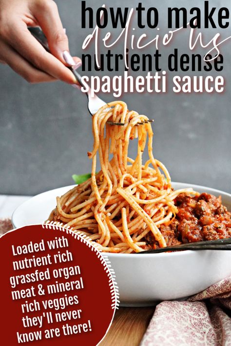 Learn how to nutrient load the kids' favorite spaghetti night with grassfed organ meat and mineral rich veggies for a nutrient dense spaghetti sauce that is easy to make and everyone will love! Spaghetti Night, Best Spaghetti Sauce, Canned Spaghetti Sauce, Organ Meat, Ground Beef Pasta, Best Spaghetti, Super Healthy Kids, Homemade Meals, Allergy Free Recipes