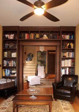 Vancouver: Connie+Nick - craftsman - living room - vancouver - Heather Merenda Bookshelf Over Doorway, Arch Bookshelf, Study Traditional, Craftsman Built Ins, Craftsman Living Room, Bookshelf Room, Floor To Ceiling Bookshelves, Reading Space, Office Den