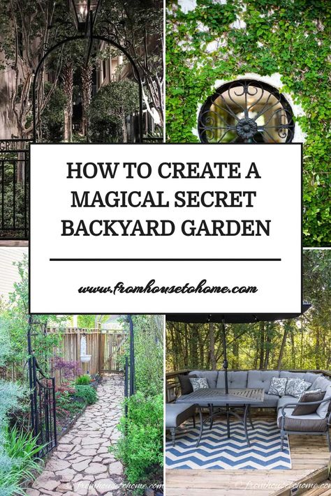 Secret Garden Ideas: How To Create A Magical Backyard Hidden Garden | Gardening Secret Garden Ideas, Secret Garden Design, Dream Backyards, Privacy Landscaping Backyard, Magical Backyard, Garden Decks, Garden Patios, Full Sun Plants, Witch Garden