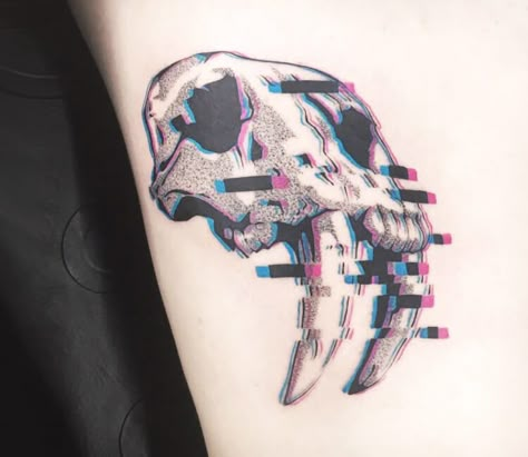 Animal skull tattoo by Damian Orawiec. I love this tattoo, while it also makes me angry Animal Skull Tattoo, Pixel Tattoo, Cyberpunk Tattoo, Tatuagem Masculina Pequena, Animal Skull, Celtic Tattoos, Tattoos Gallery, Pattern Tattoo, Skull Tattoos