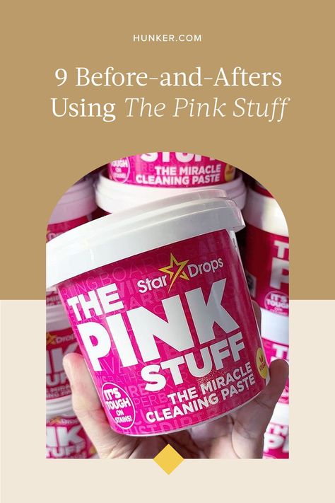 Is there anything more satisfying than a before-and-after cleaning photo? We think not. This is especially true when it involves The Pink Stuff, a cult-favorite product that has stolen the hearts of cleaning enthusiasts across the globe. #hunkerhome #thepinkstuff #cleaningtips #cleaning #cleaninginspo Pink Stuff Cleaner Uses, The Pink Stuff Cleaner Hacks, The Pink Stuff Cleaner, Pink Stuff Cleaner, Pink Stuff Cleaning, Clean Bathroom Grout, Fiberglass Shower Stalls, Clean Shower Grout, Clean Toilet Bowl Stains