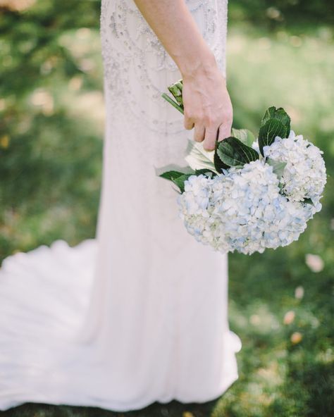 22 Beautiful Bouquets That Can Double as Your Something Blue Bridal Flower Arrangements, Affordable Wedding Flowers, Inexpensive Wedding Flowers, Hydrangea Bouquet Wedding, Lush Wedding, Spring Wedding Bouquets, Hydrangea Wedding, Tulip Wedding, Spring Wedding Bouquet