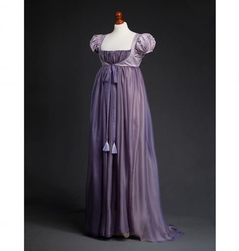 Purple Regency Dress, Types Of Dresses Styles, Dress Styles Chart, Regency Era Fashion, Era Fashion, Regency Dress, Regency Era, Lilac Dress, Types Of Dresses