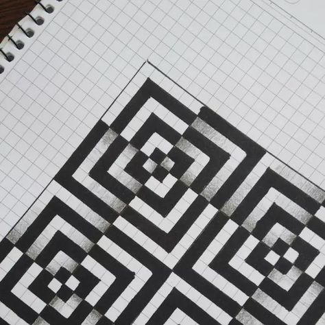 Grid Drawing Ideas Easy, 3d Instagram Post, Anamorphic Art, 2024 Drawing, Sketchbook Assignments, Blackwork Designs, Graph Paper Designs, Graph Paper Drawings, Blackwork Patterns