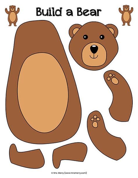 activities-for-kids_build-a-bear_mrs.merry Bear Crafts Preschool, Brown Bear Brown Bear Activities, Bears Preschool, Teddy Bear Crafts, Bear Craft, Animal Activities For Kids, Aktiviti Kanak-kanak, Toddler Arts And Crafts, Bear Crafts