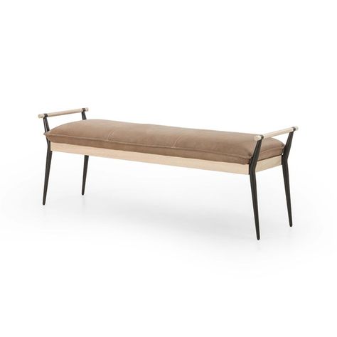 Living Room | CHARLOTTE BENCH Steel Framing, Leather Bench, Bench Seating, Ottoman Stool, Stainless Steel Legs, High Fashion Home, Four Hands, Ottoman Bench, Upholstered Seating