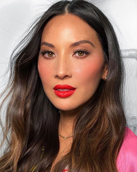 Reunited With Sister @oliviamunn Hair By @hairbyjohnd Makeup By @patrickta Lipstick @patricktabeauty “Shes Not From Here” And “That’s Why��… Bold Lip Makeup, Patrick Ta, House Of Lashes, Bold Lip, Olivia Munn, Bold Lips, Beauty Photos, Natural Lashes, Wedding Hair And Makeup