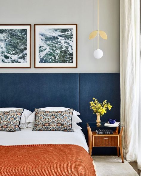 Studio Ashby (@studioashby) • Instagram photos and videos Studio Ashby, Blue Headboard, Ideas Habitaciones, Bedroom Headboard, Spare Bedroom, Blue Bedding, Blue Bedroom, Guest Bedrooms, Guest Bedroom