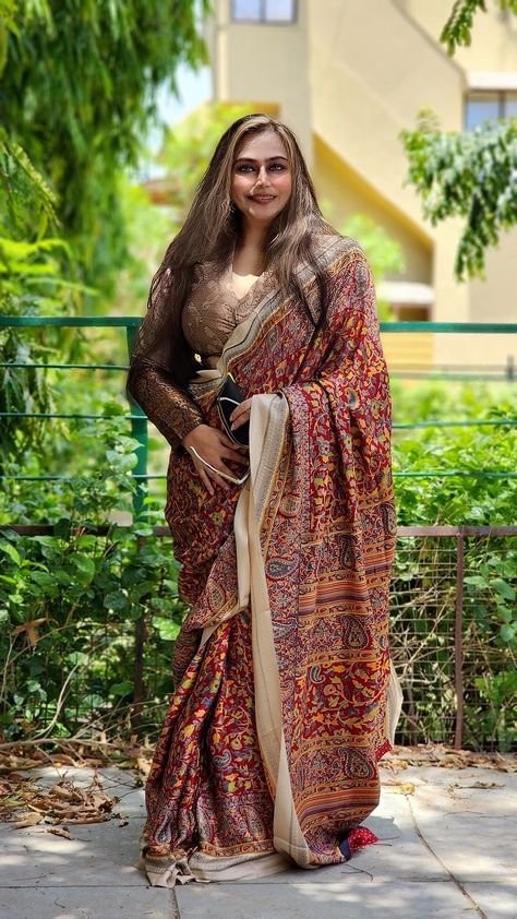 Designer vaishali desai Pashmina silk saree. VD Pashmina Saree Silk, Pashmina Saree, Pashmina Silk, Patola Sarees, Plain Saree, Saree Silk, Blouse Design, Silk Saree, Lehenga