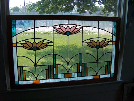 Art Deco Stained Glass Patterns, Victorian Stained Glass Panels, Art Deco Stained Glass, Flower Stained Glass, Window Pattern, Bathroom Window, Stained Glass Window Panel, Stained Glass Butterfly, Glass Inspiration