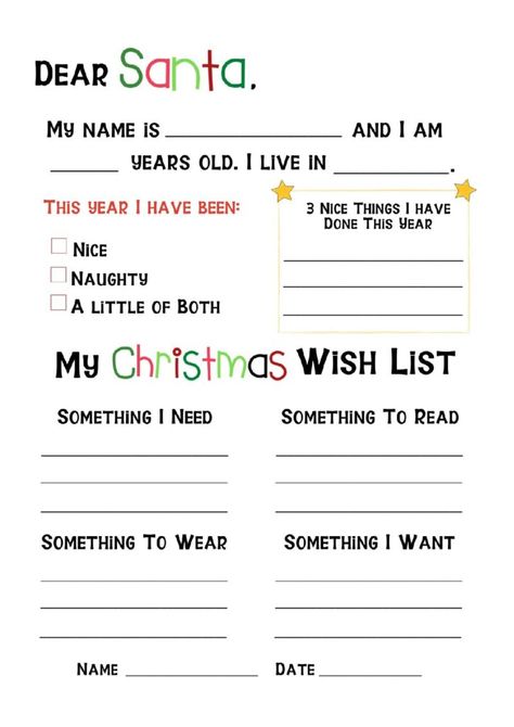 Elf On The Shelf Santa Wish List, Santa Christmas List Free Printable, Santa Wish List Free Printable, Free Santa Letter Printable, Santa List Printable Free, Santa Wish List Printable, Letter To Santa Free Printable, Christmas Printables Free Kids, Santa Christmas List