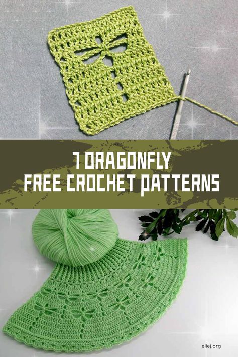 Dragonfly FREE Crochet Patterns - iGOODideas.com Crochet Dragonfly Granny Square Pattern Free, Dragon Fly Crochet Pattern, Dragonfly Crochet Top, Dragonfly Crochet Pattern Free, Dragonfly Granny Square, Crochet Dragonfly Pattern, Crochet Towel Tops, Dragonfly Crochet, Crochet Dragonfly