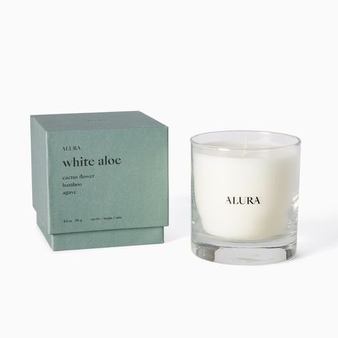 Alura Homescent Collection - White Aloe White Candle Jar, Matt Glass Candle, White Company Candle, White Tin Candle, Eucalyptus Mint Candle, Gold Candles, Essential Oil Candles, Oil Candles, Candle Box