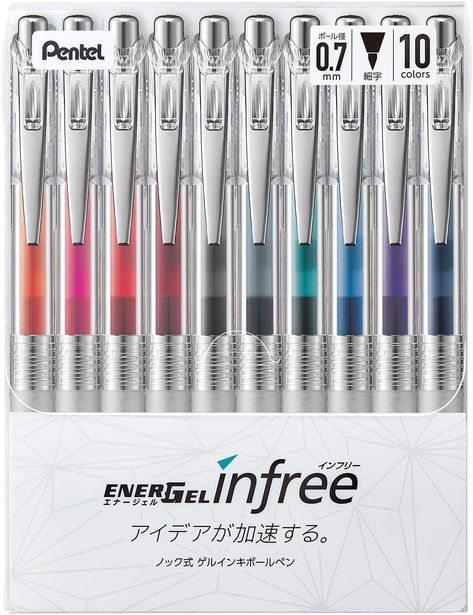 Features: Gel ink ballpoint pen that writes quickly and dries quickly Ink Colors: Black, Red, Burgundy, Blue, Blue, Black, Orange, Rough Gray, Pink, Turquoise Blue, Violet Japanese Pens, Gel Pens Coloring, Japanese Pen, Pentel Energel, Roller Pen, Fine Point Pens, Gel Pens Set, Gel Ink Pens, Bullet Journal Writing