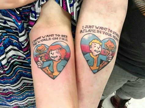 Fallout 4 Tattoos, Bioshock Tattoo, Fallout Tattoo, Billy Y Mandy, Video Game Tattoos, Gamer Tattoos, Cute Couple Tattoos, Nerd Tattoo, Queen Tattoo