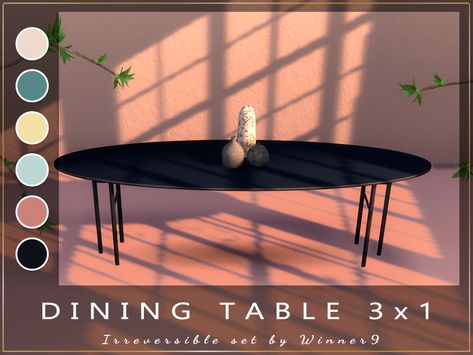 Winner9's Dining table 3x1 Round Dinning Table, Industrial Dining Table, Dinner Room, Large Dining Table, Makeup Table, Sims Community, Electronic Art, Ts4 Cc, Sims 4 Cc