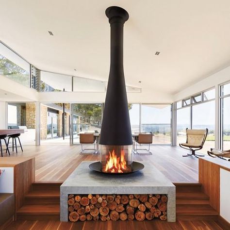 Fireplaces - Filifocus Central from Focus Focus Fireplaces, Design Camino, Suspended Fireplace, Standing Fireplace, Floating Fireplace, Glass Fireplace, Freestanding Fireplace, التصميم الخارجي للمنزل, European House