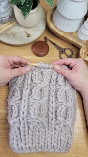 Knitting Cables Patterns Free, Knitting Cables Tutorial, Open Cable Knit Stitch, How To Knit Cables Without Cable Needle, Braid Cable Knit Pattern, One-size Cable Knit Beanie, Cable Needle, Cable Knitting, Cable Stitch