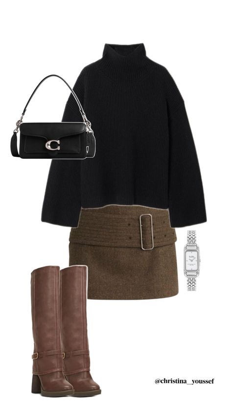 Fall outfit | outfit ideas | brown outfit | boots Brown Boots Outfit Fall, Outfit Ideas Brown, Boots Outfit Fall, Brown Boots Outfit, Outfit Boots, Fall Boots Outfit, Brown Outfit, Mode Chic, Trendy Collection