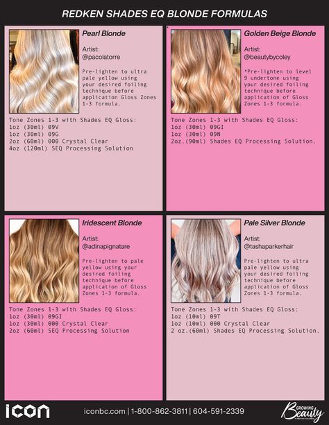 Icon Salon Systems - Redken_Blonde_Formulas_LTR - Page 2 Gold Blonde Hair Formula, Honey Blonde Hair Color Formula, Redken Blonde, Dark Blonde Formula Redken, Blonde Redken Shades Formula, Butter Blonde Shades Eq Formula, Strawberry Blonde Formula Redken, Redken Shades Eq Formulas Blondes, Redken Color Formulas