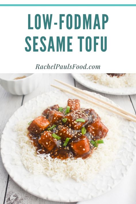 Low-FODMAP 30-Minute Sesame Glazed Tofu; Gluten-free, Vegan | Rachel Pauls Food Vegetarian Low Fodmap Recipes, Mop Recipes, Fodmap Recipes Lunch, Diviticulitis Diet, Glazed Tofu, Fodmap Vegan, Chrons Disease, Ibs Friendly Food, Fodmap Lunch