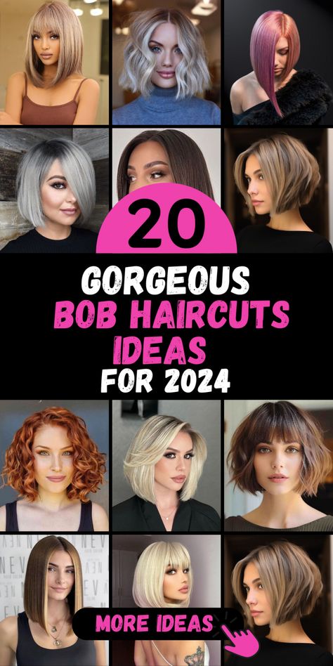 20 Bob Haircuts Ideas 2024 2024 Short Bob Hairstyles, Short Bob Hairstyles 2024, Bob Hairstyles 2024, 2024 Bob Haircuts, Modern Bob Hairstyles, Different Curls, Haircuts Ideas, Layered Style, Classic Bob